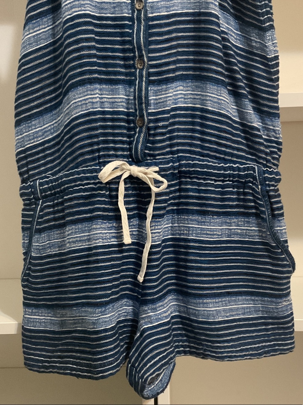Lou & Grey Navy and White Striped Drawstring Romper - Picture 5 of 11